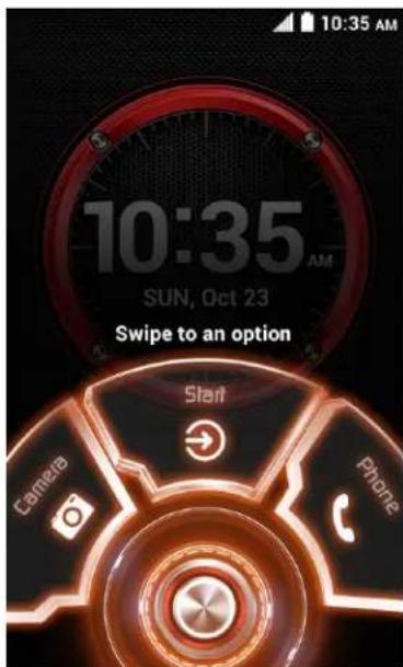 10:35 AM SUN, Oct 23 Swipe to an option Start Camera Phone