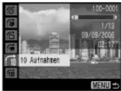 100-0001 1/13 09/09/2006 02:17 10 Aufnahmen MENU