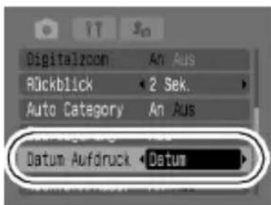 Digitalzoom An Aus Rückblick 2 Sek. Auto Category An Aus Datum Aufdruck Datum