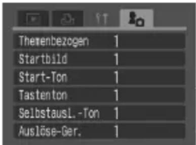 Themenbezogen 1 Startbild 1 Start-Ton 1 Tastenton 1 SelbstausL.-Ton 1 Auslöse-Ger. 1