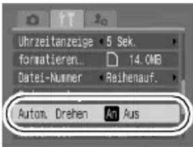 Uhrzeitanzeige • 5 Sek. formatieren... □ 14. CMB Datei-Nunner • Reihenauf. Autom. Drehen An Aus