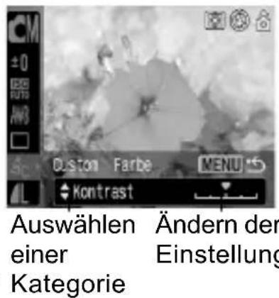 CM ±0 FATI AVB Duston Farbe MENU Kontrast Auswählen einer Kategorie Ändern der Einstellung