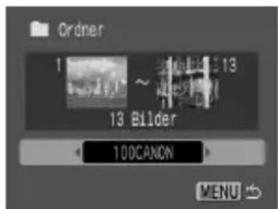 Order 1 ~ 13 13 Bilder 100CANON MENU