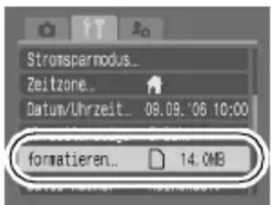 Stromsparnodus... Zeitzone.. Datum/Uhrzeit.. 09.09. '06 10:00 formatieren.. 14.0MB