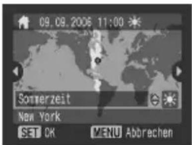 09.09.2006 11:00 Sonderzeit New York SET OK MENU Abbrechen
