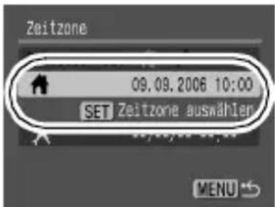 Zeitzone 09.09.2006 10:00 SET Zeitzone auswählen MENU