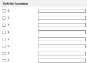 Textüberlagerung □ 1 □ 2 □ 3 □ 4 □ 5 □ 6 □ 7 □ 8