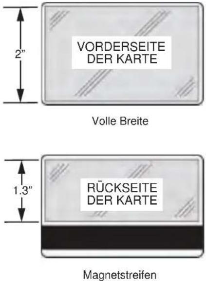 VORDERSEITE DER KARTE Volle Breite RÜCKSEITE DER KARTE 1.3" Magnetstreifen