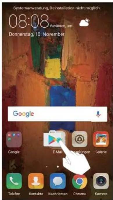 Systemanwendung. Deinstallation nicht möglich. 08:08 Berührt, um... Donnerstag, 10. November Google Google E-Mail Galerie Telafon Kontakte Nachrichten Chrome Kamera
