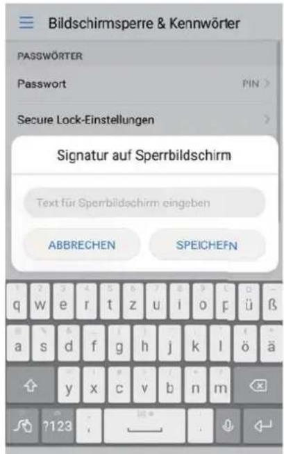Bildschirmsperre & Kennwörter PASSWÖRTER Password PIN > Secure Lock-Einstellungen > Signatur auf Sperrbildschirm Text für Sperrbildschirm eingeben ABBRECHEN SPEICHEFN 1 2 3 4 5 6 7 8 9 0 1 2 3 4 5 6 7 8 9 10 11 12 13 14 15 16 17 18 19 20 21 22 23 24 25 26 27 28 29 30 31 32 33 34 35 36 37 38 39 40 41 42 43 44 45 46 47 48 49 50 51 52 53 54 55 56 57 58 59 60 61 62 63 64 65 66 67 68 69 70 71 72 73 74 75 76 77 78 79 80 81 82 83 84 85 86 87 88 89 90 91 92 93 94 95 96 97 98 99 ?123