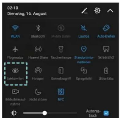 02:10 Dienstag, 16. August WLAN Bluetooth Mobile Daten Laufios Auto-Drehen Flugmodus Huawei Share Taschenlampe Standortinformationen Screenshot Sehkomfort Hotapor Schnelzugriff Spiegelbild Ultra-likku Bildschirnaufnahme Nicht stöhen NFC Autona- tisch