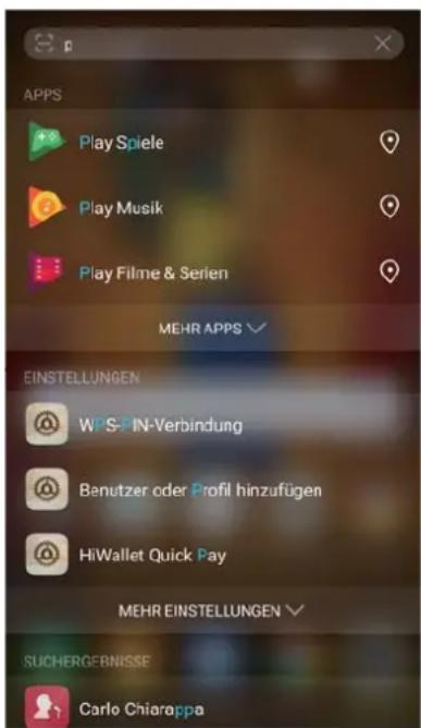 APPS Play Spiele Play Musik Play Filme & Serien MEHR APPS EINSTELLUNGEN WPS-IN-Verbindung Benutzer oder Profil hinzufügen HiWallet Quick Pay MEHR EINSTELLUNGEN SUCHERGEBNISSE Carlo Chiarappa