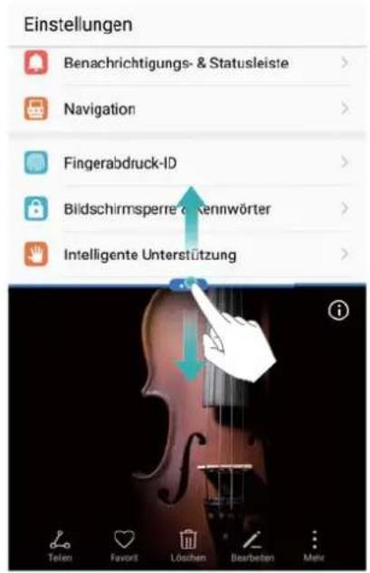 Einstellungen Benachrichtigungs- & Statusleiste Navigation Fingerabdruck-ID Bildschirmsperre & Kennwörter Intelligente Unterstützung Teilen Favorit Löschen Bearbeten Melv