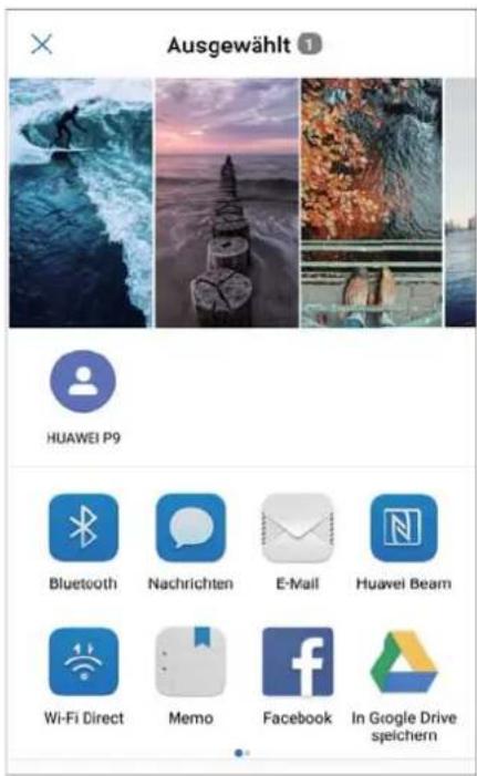 Ausgewählt 1 HUAWEI P9 Bluetooth Nachrichten E-Mail Huawei Beam Wi-Fi Direct Memo Facebook In Google Drive speichern
