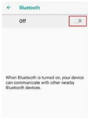 Off When Bluetooth is turned on, your device can communicate with other nearby Bluetooth devices.