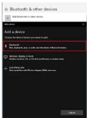 Bluetooth & other devices Add a device Add a device Choose the kind of device you want to add. Bluetooth New, hierarchic, pass, or audio and other kind of Bluetooth devices Wireless display on disk Wireless desktop, TV, or PDF, or wireless, or wireless links Switching site New started here with Wireless Adapter (USB), and more Cancel