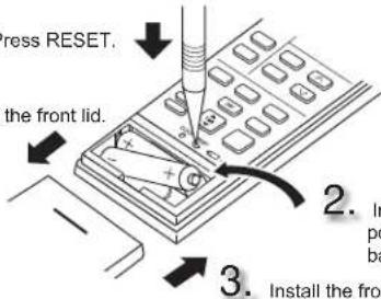 press RESET. the front lid. 2. In poc ba 3. Install the front