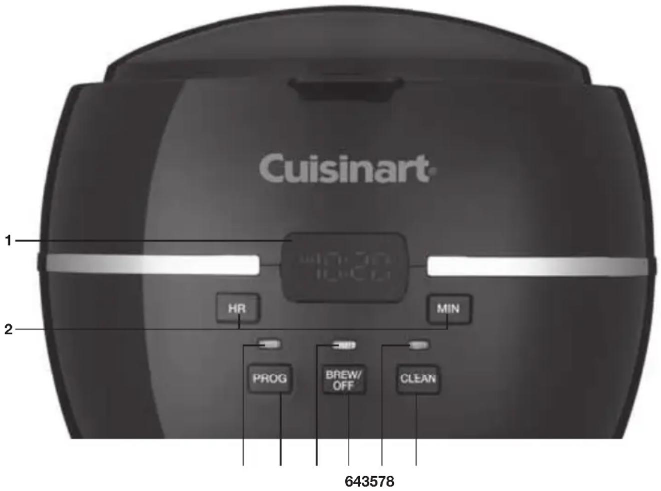 Cuisinart 1 2 HR MIN PROG BREW/ OFF CLEAN 643578