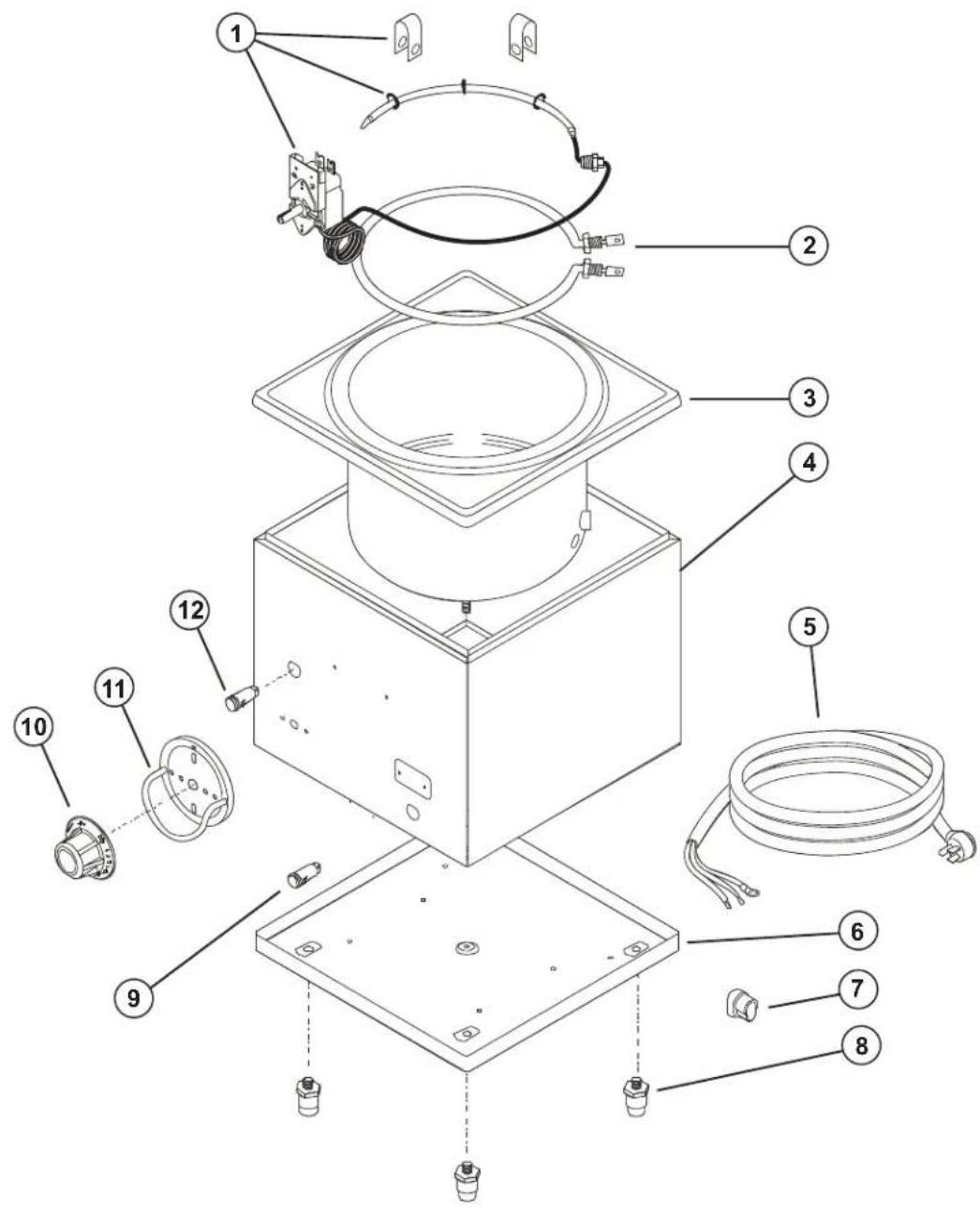 Exploded view diagram of a device with numbered components for identification