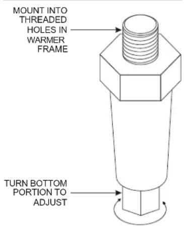 MOUNT INTO THREADED Holes IN WARMER FRAME TURN BOTTOM PORTION TO ADJUST