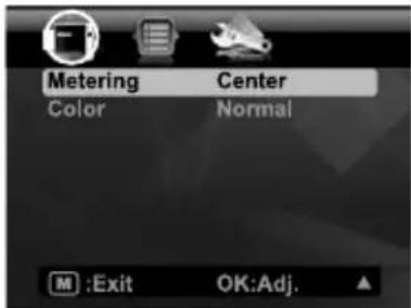 Metering Center Color Normal M :Exit OK:Adj.