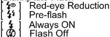 [ ] Red-eye Reduction [ ] Pre-flash [ ] Always ON [ ] Flash Off