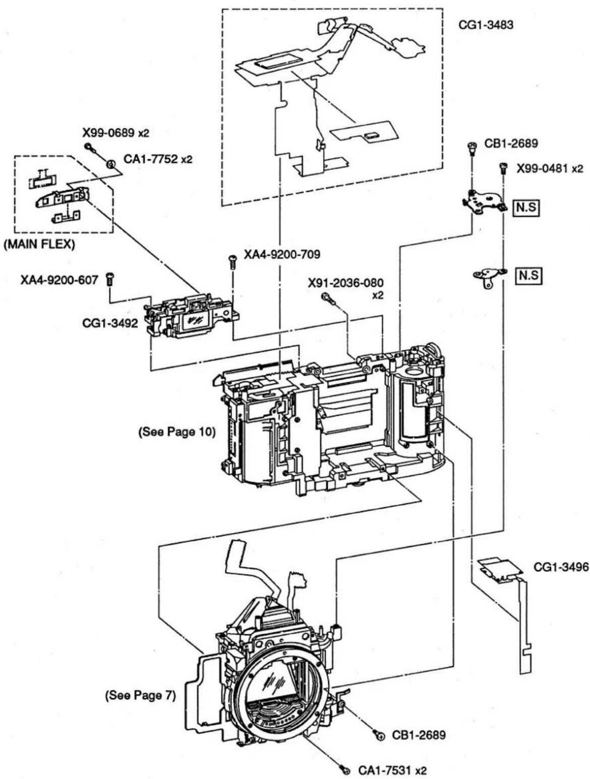X99-0689 x2 CA1-7752 x2 (MAIN FLEX) XA4-9200-607 CG1-3492 XA4-9200-709 X91-2036-080 x2 (See Page 10) CG1-3483 CB1-2689 X99-0481 x2 N.S N.S CG1-3496 (See Page 7) CB1-2689 CA1-7531 x2