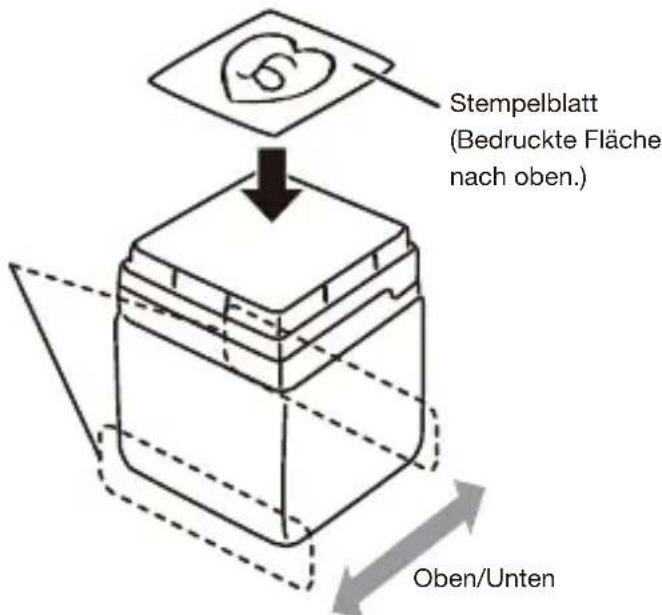 Stempelblatt (Bedruckte Fläche nach oben.) Oben/Unten
