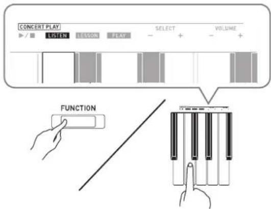 CONCERT PLAY LISTEN LEMON PLAY SELECT VOLUME FUNCTION