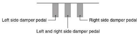 Left side damper pedal Right side damper pedal Left and right side damper pedal