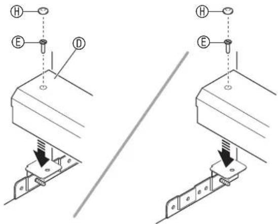 Technical diagram showing two mechanical assembly states with labeled components and directional arrows indicating movement or force.