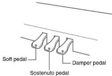 Soft pedal Damper pedal Sostenuto pedal