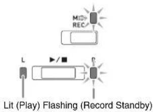 Mi37 REC L Lit (Play) Flashing (Record Standby)