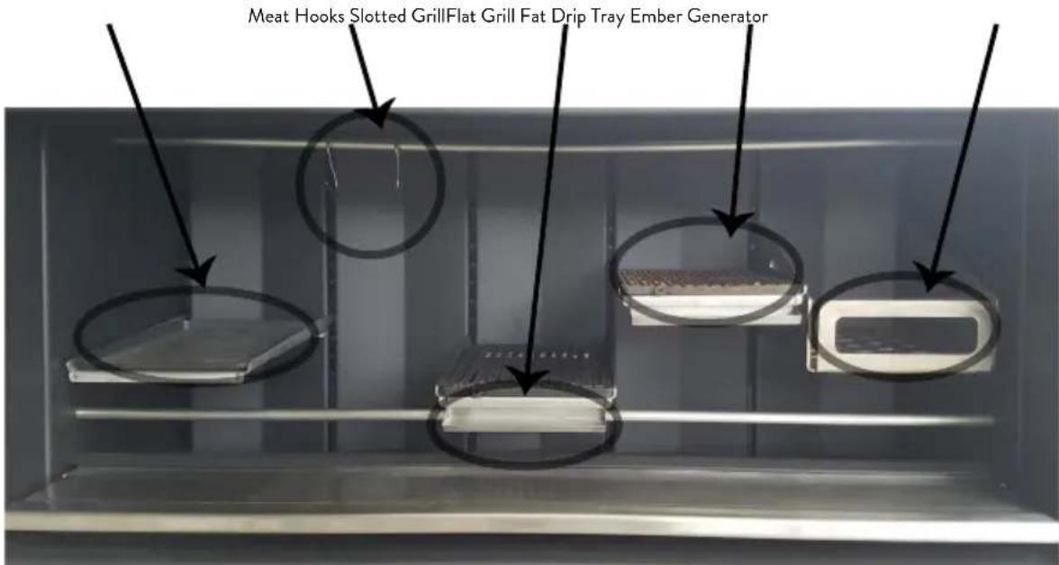 Meat Hooks Slotted Grill Flat Grill Fat Drip Tray Ember Generator