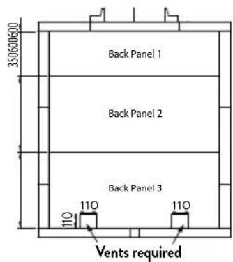 3506060600 Back Panel 1 Back Panel 2 Back Panel 3 110 110 110 Vents required