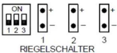 ON 1 2 3 + - 1 + - 2 + - 3 RIEGELSCHALTER