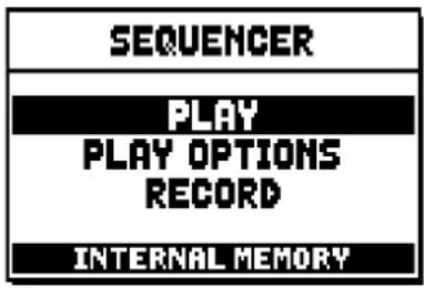 SEQUENCER PLAY PLAY OPTIONS RECORD INTERNAL MEMORY