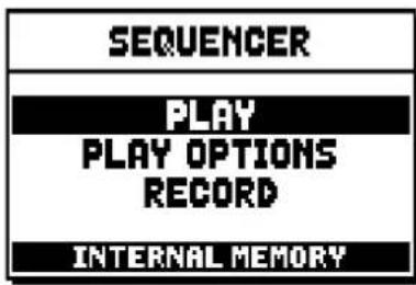 SEQUENCER PLAY PLAY OPTIONS RECORD INTERNAL MEMORY