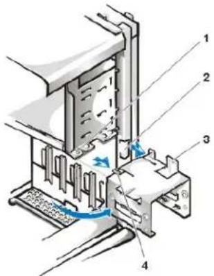 DELL OptiPlex GX100 - Abbildung 9. Festplattenlaufwerkhalterung ausbauen - 1