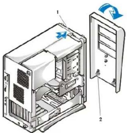 DELL OptiPlex GX100 - Frontverkleidung entfernen und wieder befestigen (nur beim Minitower-Gehäuse) - 2