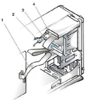 DELL OptiPlex GX100 - Abbildung 12. Diskettenlaufwerk- oder Bandlaufwerkkabel anschließen - 1