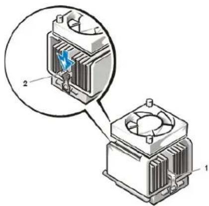 DELL OptiPlex GX100 - Abbildung 2. Kühlungslüfter, Kühlkörper-Anordnung und Mikroprozessor - 2