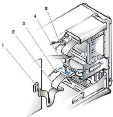 DELL OptiPlex GX100 - Abbildung 12. Festplattenlaufwerkkabel anschließen - 1
