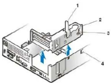 DELL OptiPlex GX100 - Abbildung 11. Erweiterungskartenträger aus dem Kompaktgehäuse entfernen - 1