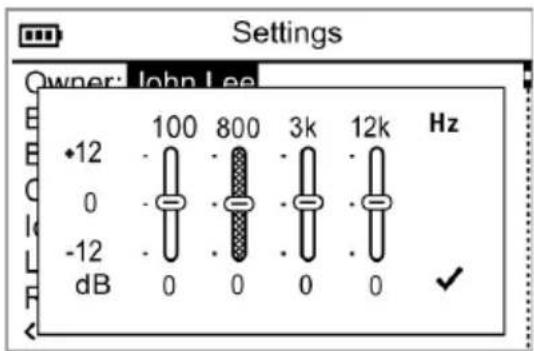 Settings Owner: John Lee +12 0 -12 dB 100 800 3k 12k Hz 0 0 0 0 ✓