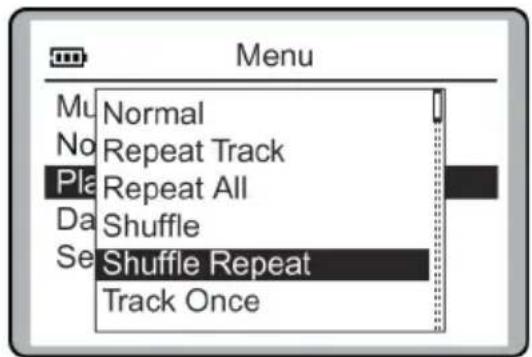 Menu Mu Normal No Repeat Track Pla Repeat All Da Shuffle Se Shuffle Repeat Track Once
