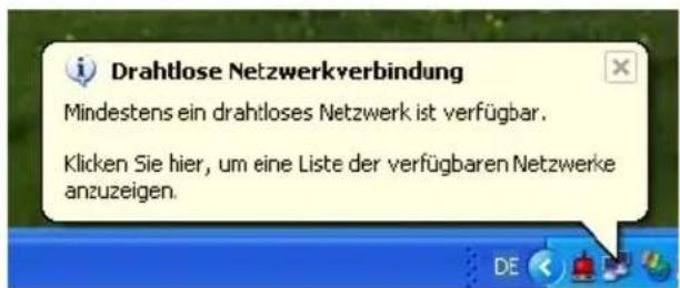 Drahtlose Netzwerkverbindung Mindestens ein drahtloses Netzwerk ist verfügbar. Klicken Sie hier, um eine Liste der verfügbaren Netzwerke anzuzeigen.