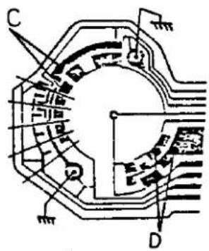 Technical diagram of a mechanical or electrical component with labeled parts C and D