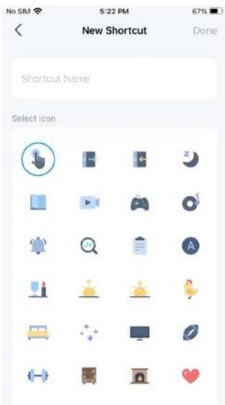 No SIM 5:22 PM 67% New Shortcut Done Shortcut Name Select Icon