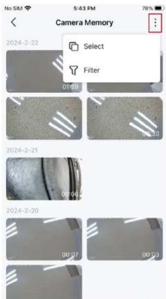 Camera Memory Select Filter